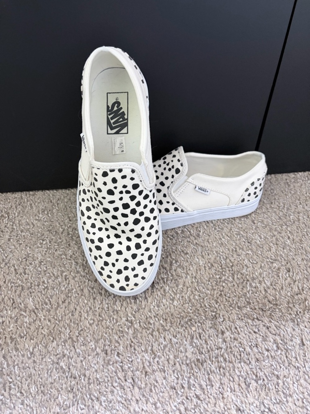 Vans Slip-On Sneakers White with Black Dalmatian Spots